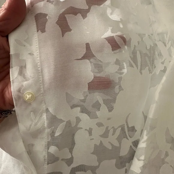 Sheer White Button-Up Blouse - Picture 5 of 5